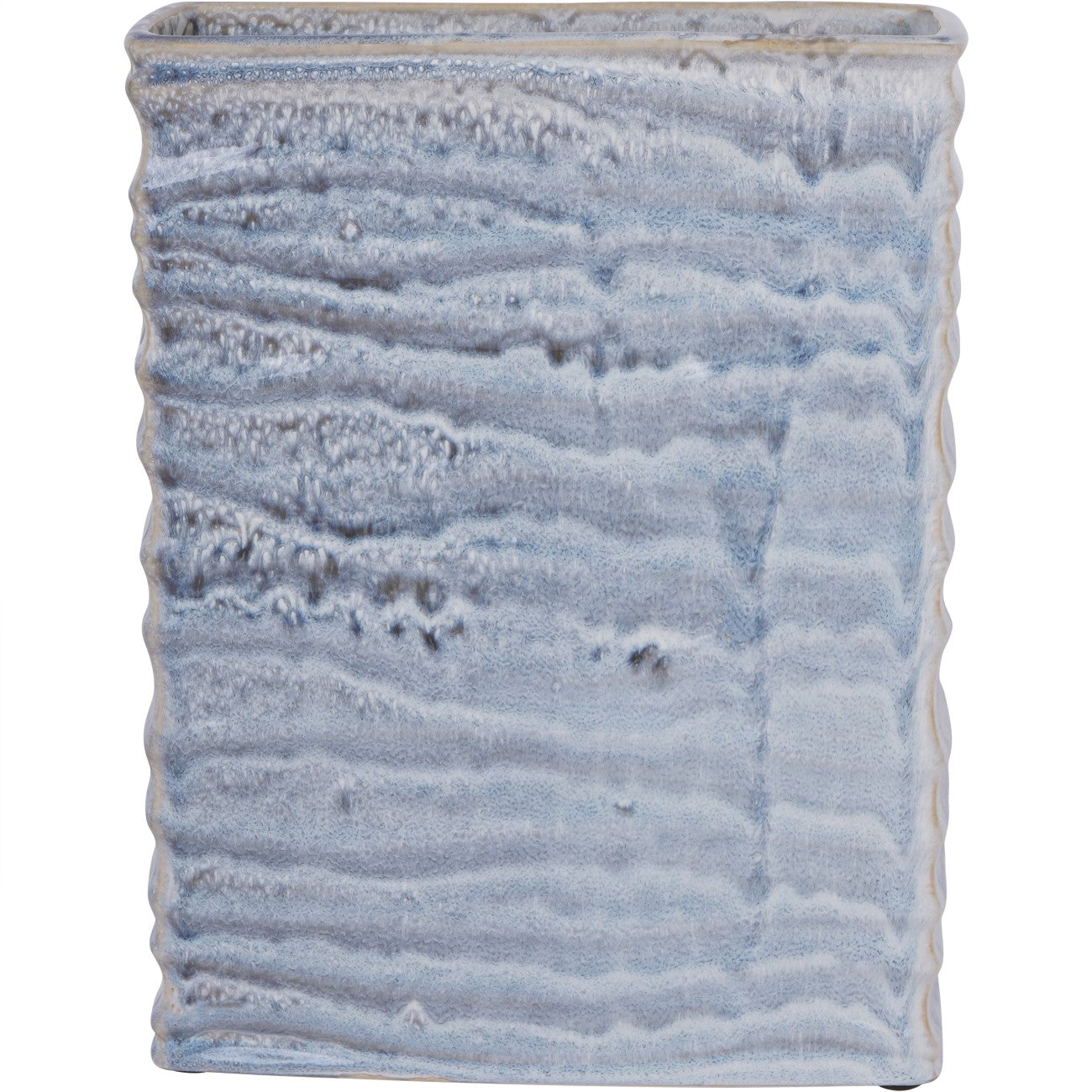 Sereno Off White Glazed Ceramic Square Vase